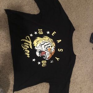 Cropped Easy Tiger Black Graphic Tee